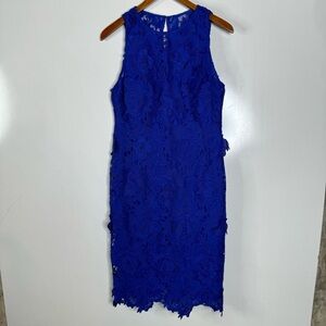 Laundry by Shelli Segal Cobalt Blue Lace Sleeveless Midi Dress Size 10